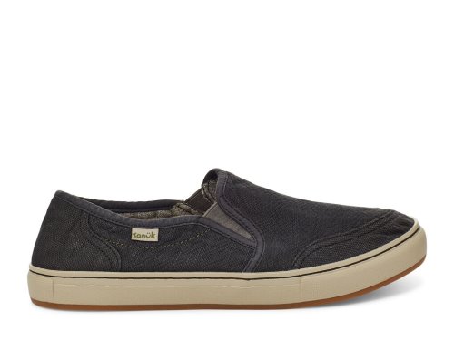 Sanuk Tideline Hemp Slip-on - Sanuk Shoes Mens Black - Philippines HQDJBV614